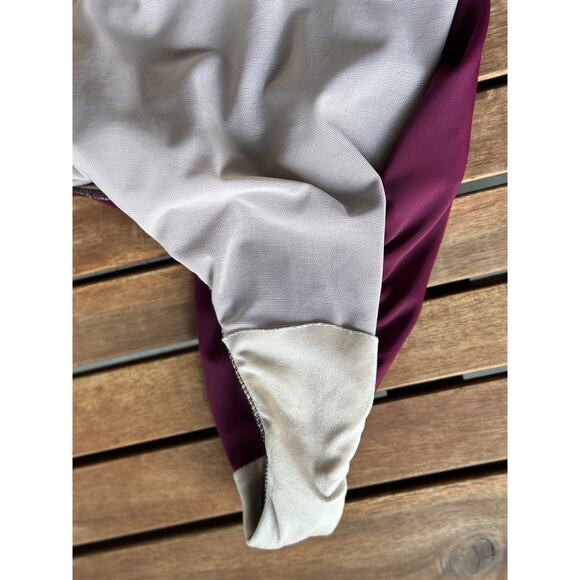 Roxanne One Piece Swimsuit 12/34B Bra Size D Plum Fuchsia Camisole Leotard Mesh - Picture 3 of 6